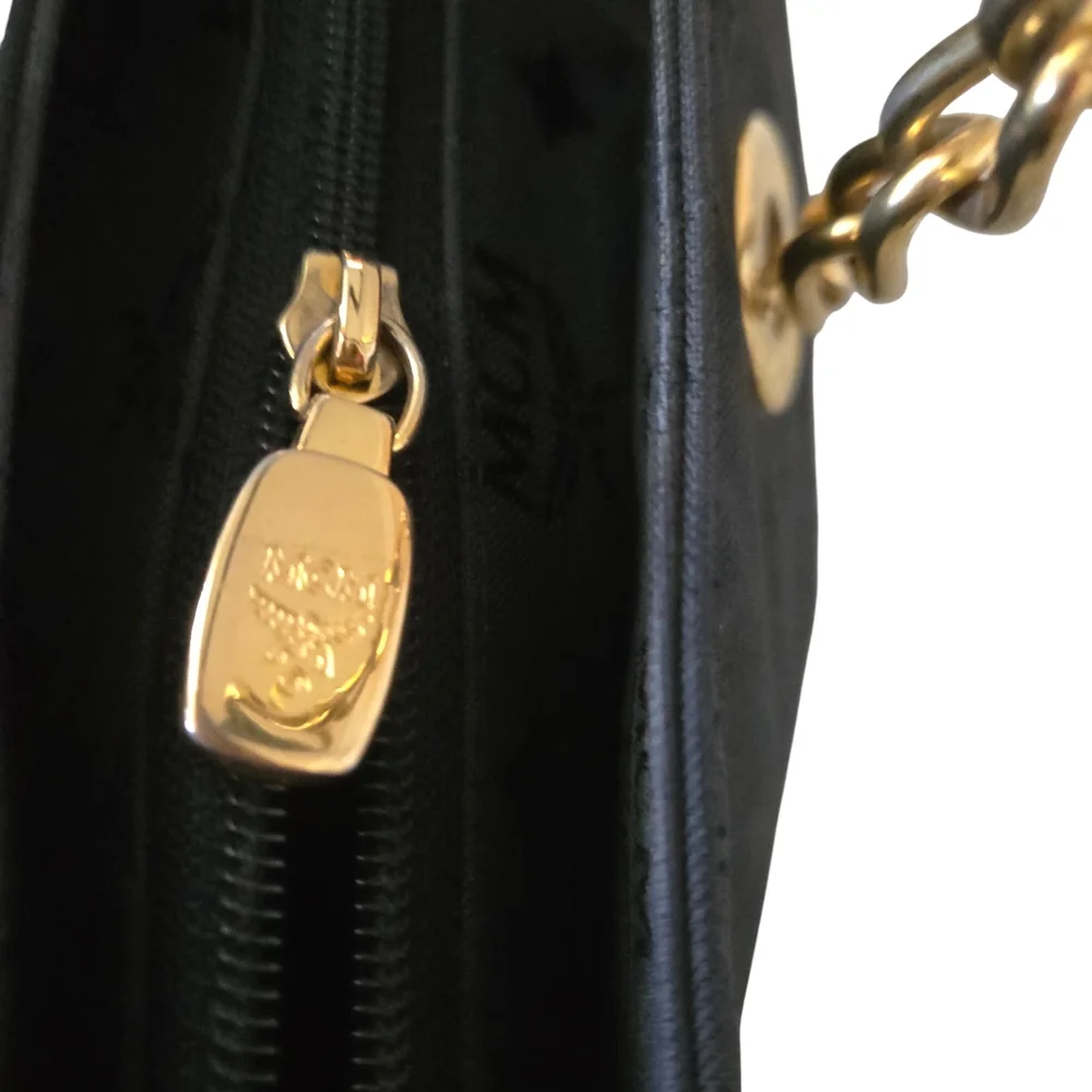 MCM Visetos Monogram Tote with Gold Chains